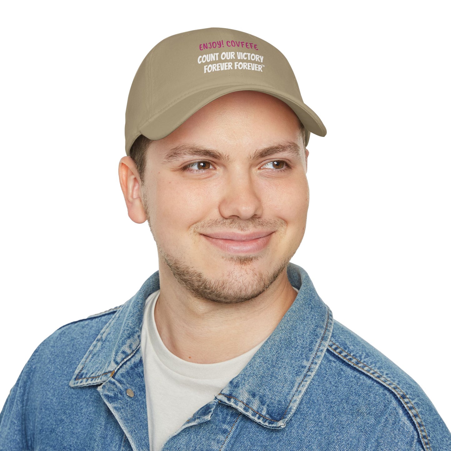 COVFEFE with ENJOY! Low Profile Baseball Cap (Khaki)