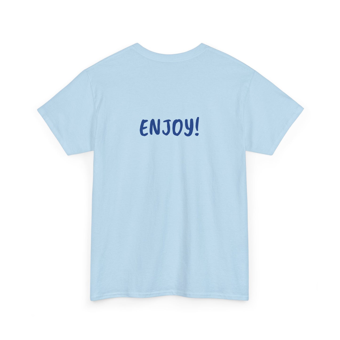COVFEFE with ENJOY (light blue, color lettering) - Unisex Heavy Cotton Tee
