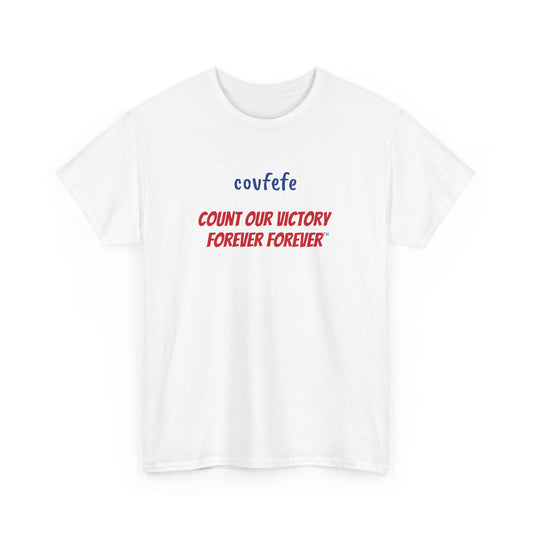COVFEFE with IM BACK (white, color lettering) - Unisex Heavy Cotton Tee