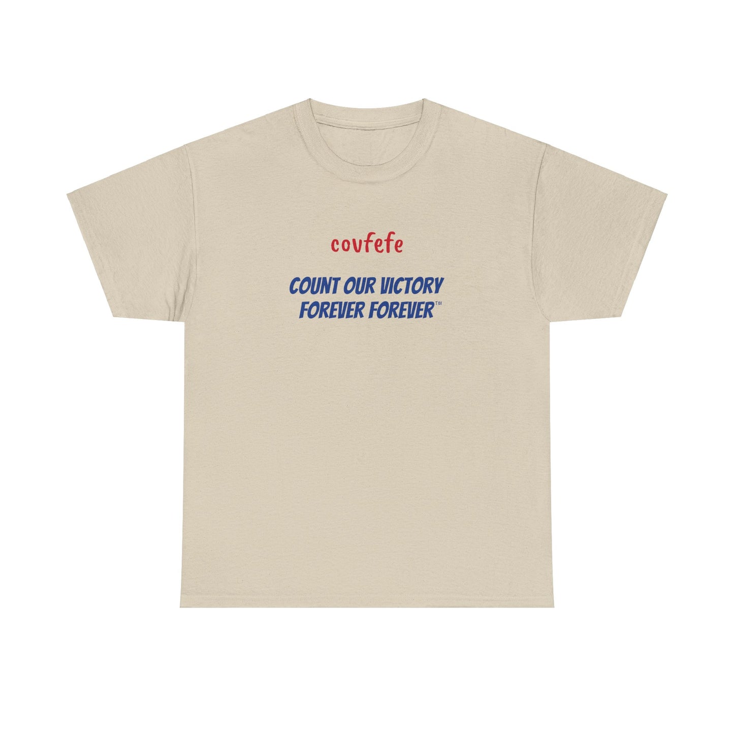 COVFEFE with ENJOY (khaki, color lettering) - Unisex Heavy Cotton Tee