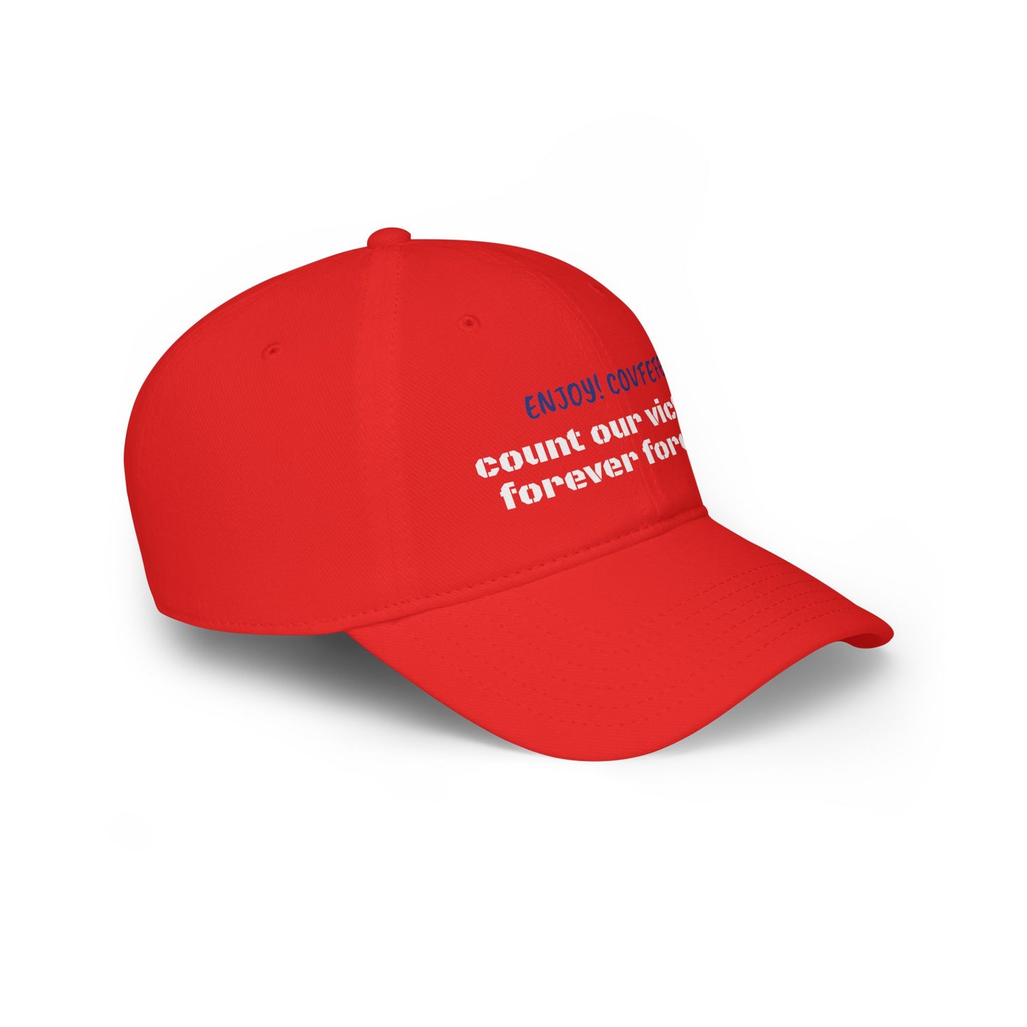 COVFEFE with ENJOY! Low Profile Baseball Cap (Red)