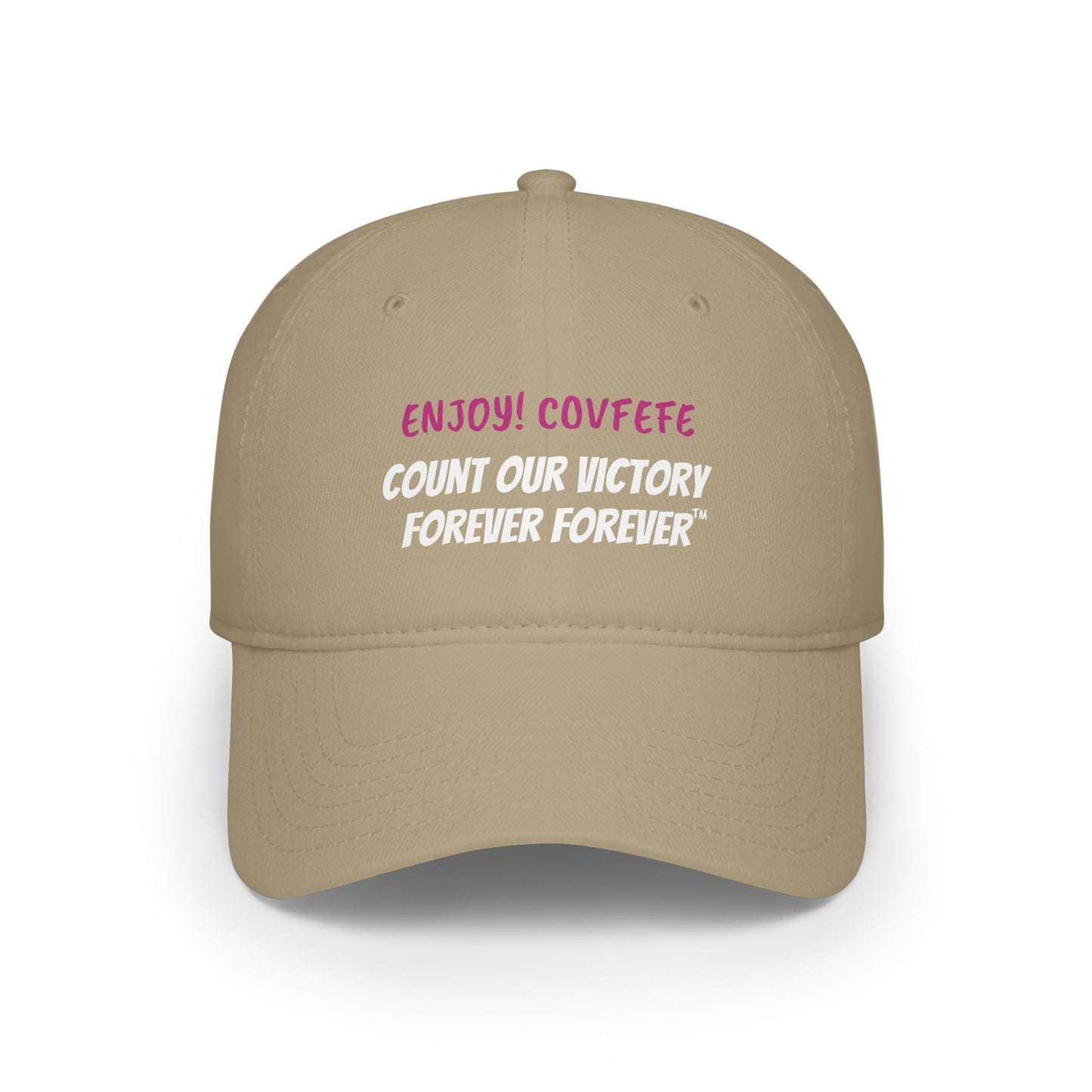 COVFEFE with ENJOY! Low Profile Baseball Cap (Khaki)
