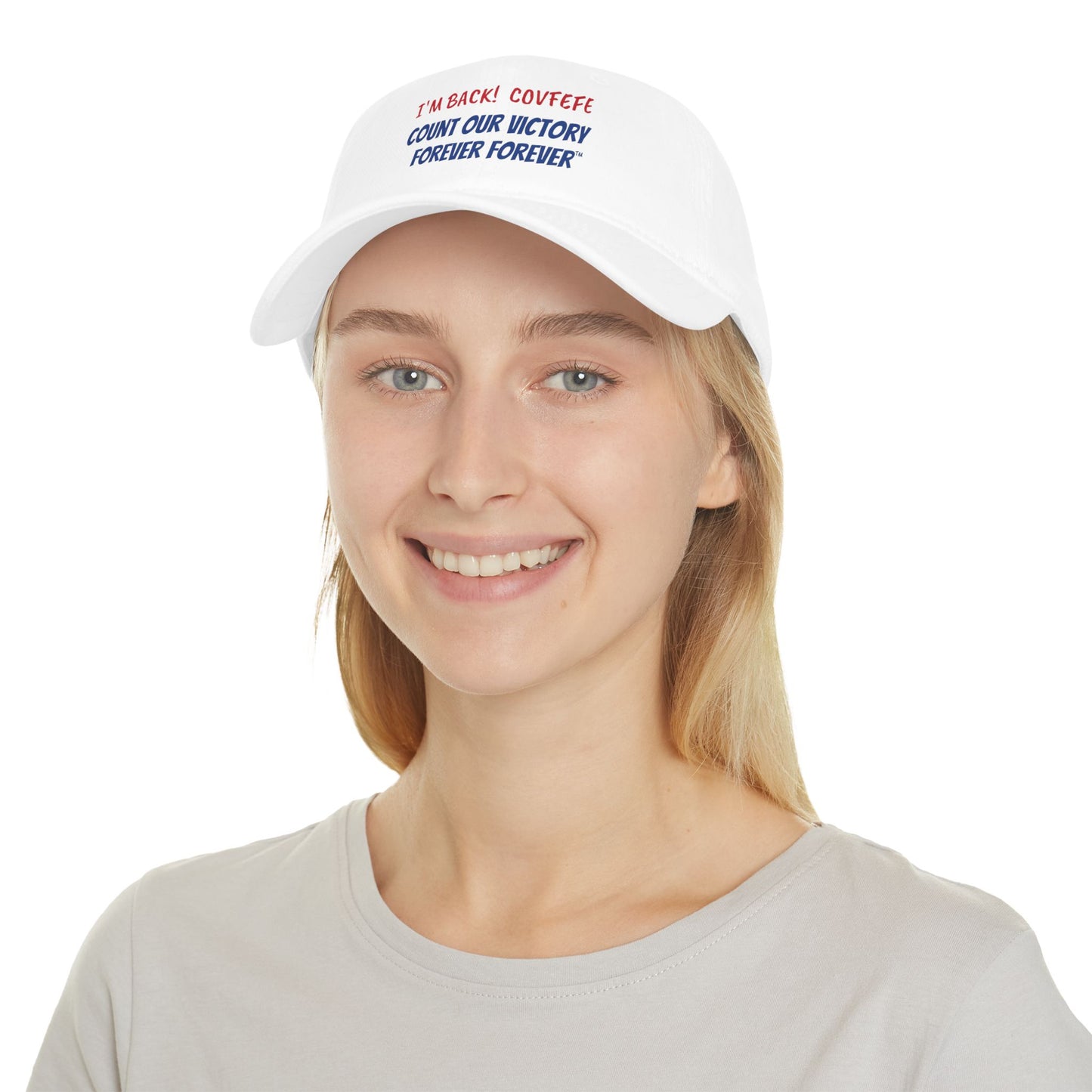 COVFEFE with I'M BACK Low Profile Baseball Cap (white)