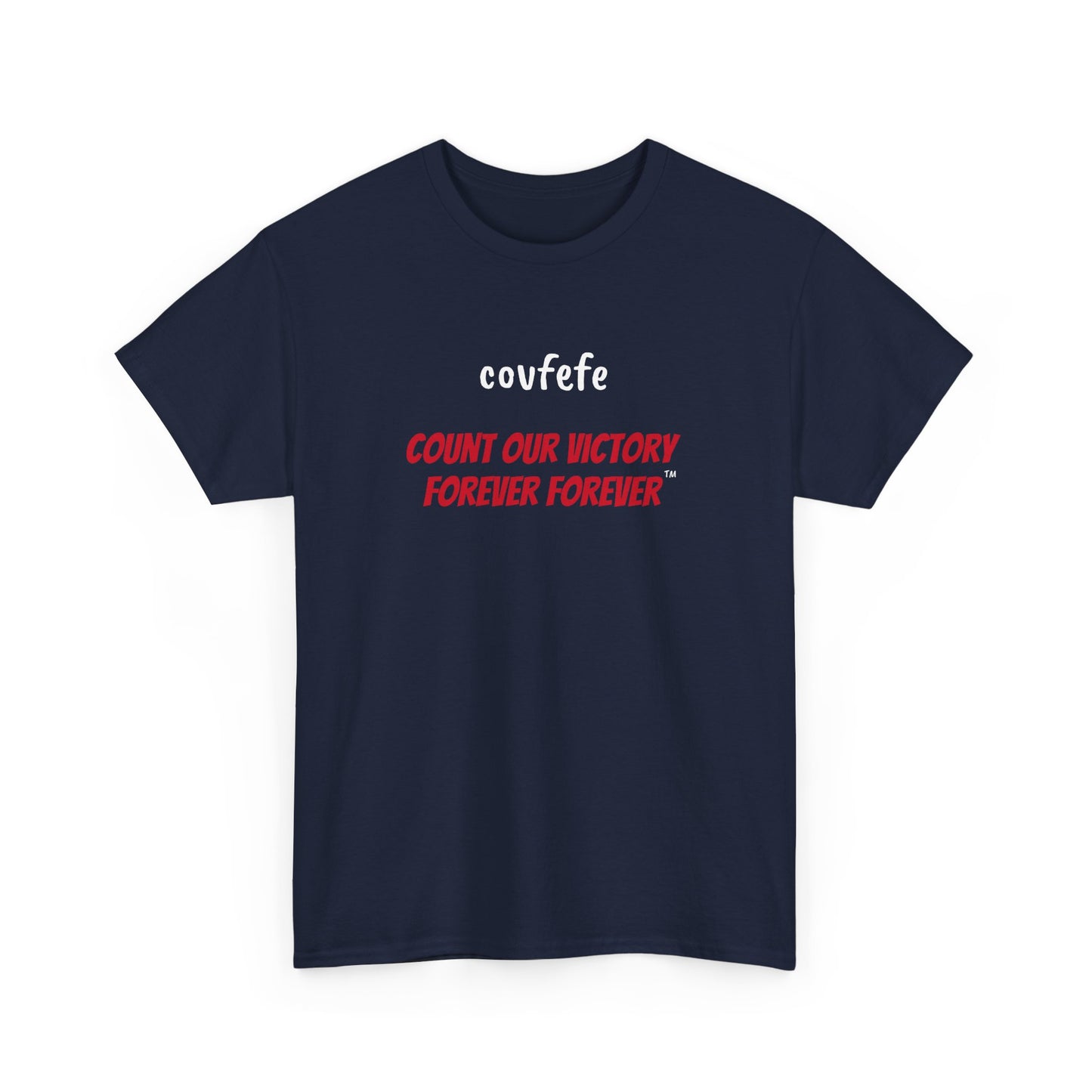 COVFEFE with IM BACK (navy, color lettering) - Unisex Heavy Cotton Tee