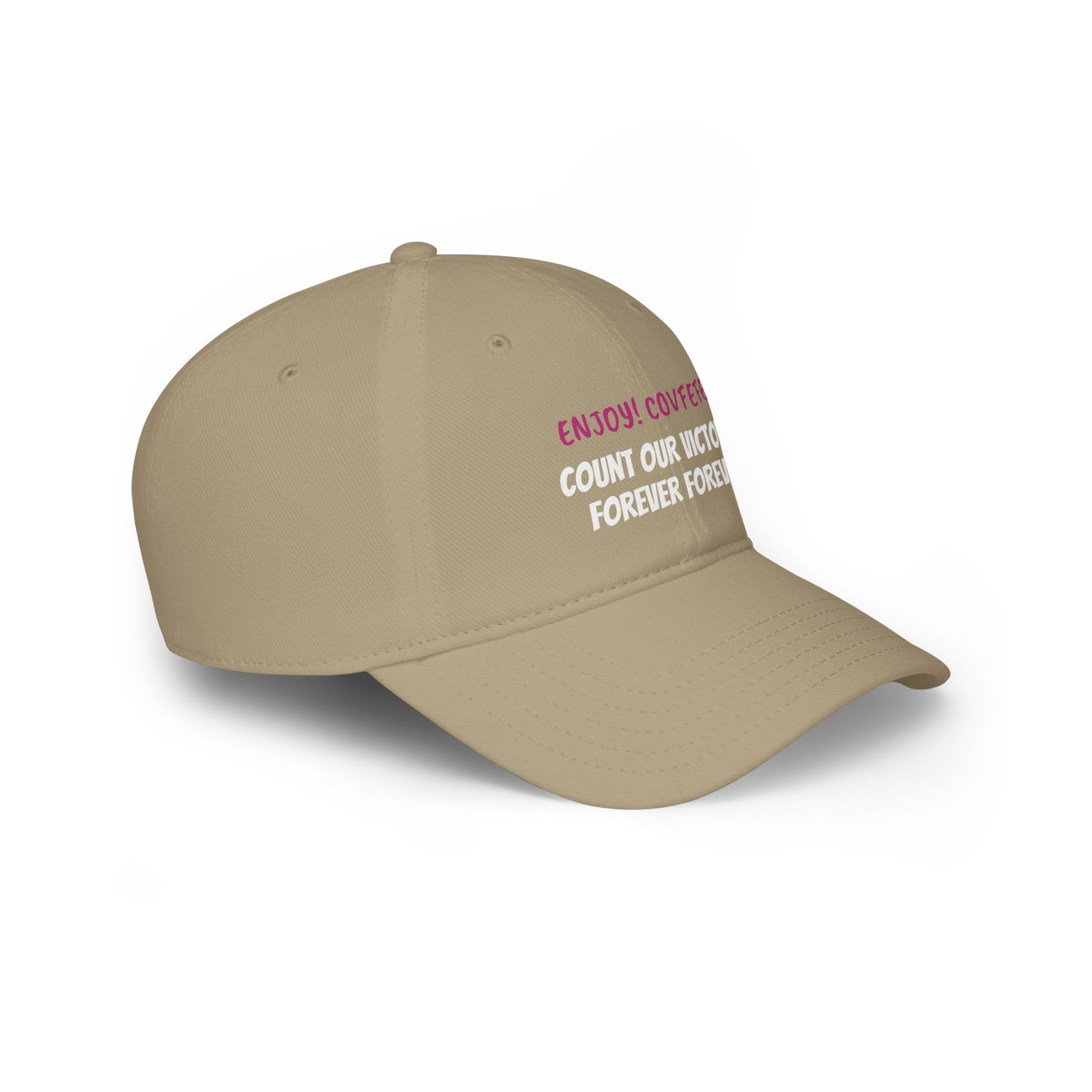 COVFEFE with ENJOY! Low Profile Baseball Cap (Khaki)