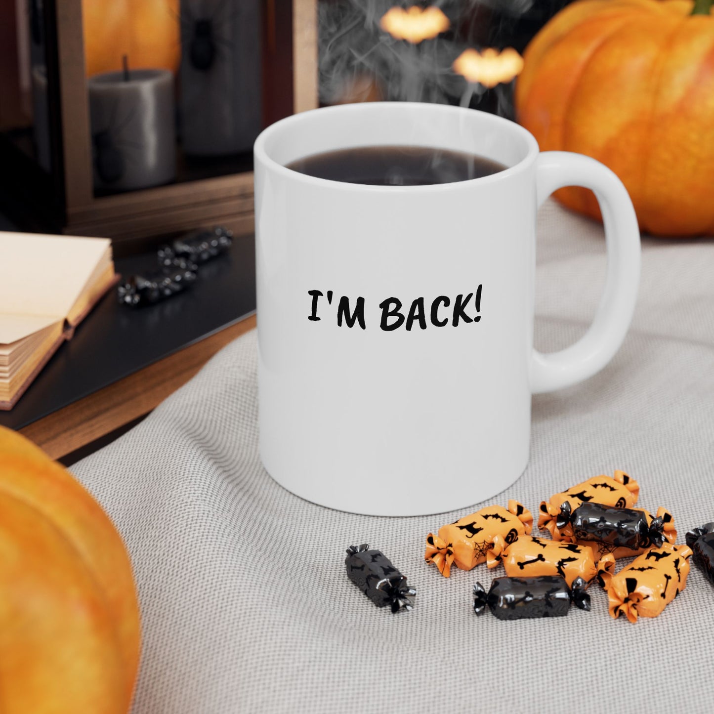 COVFEFE (b&w) Ceramic Mug, (11oz) with meaning and I'M BACK!