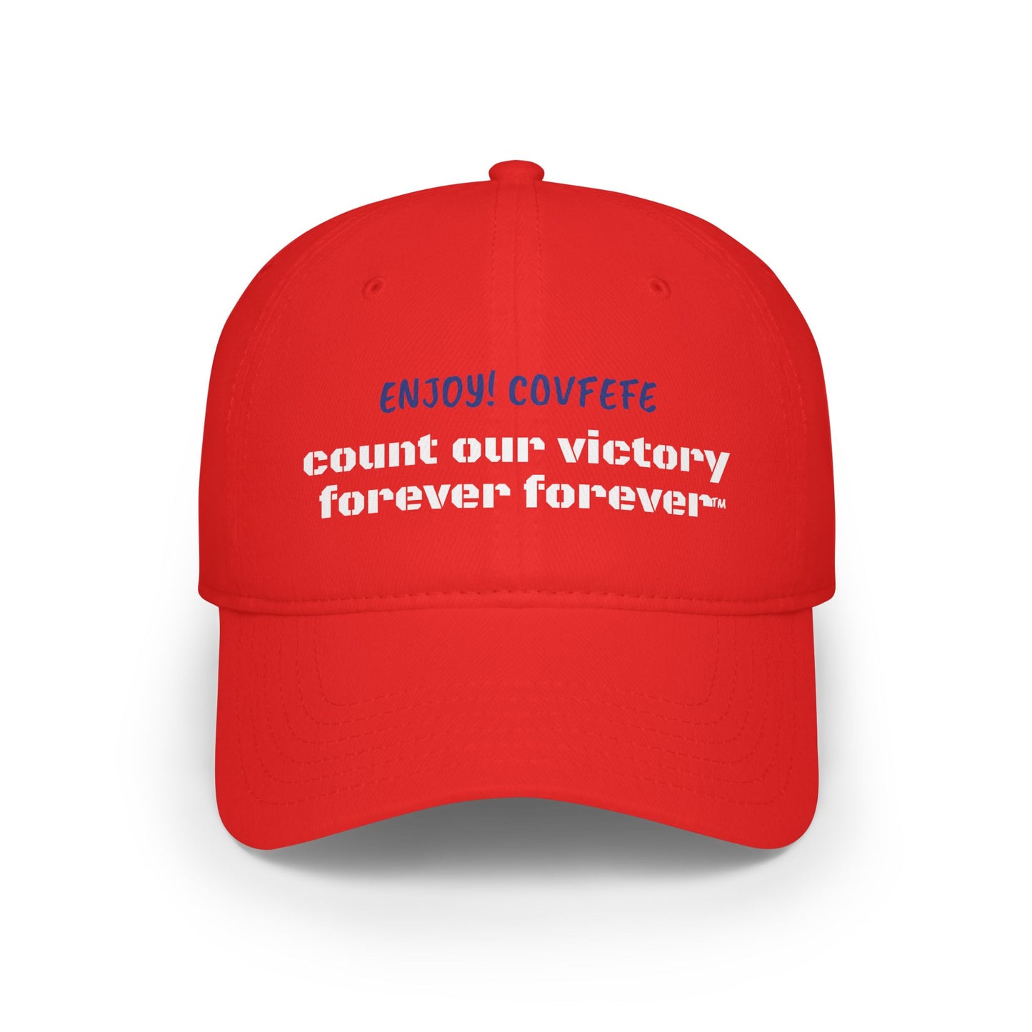 COVFEFE with ENJOY! Low Profile Baseball Cap (Red)