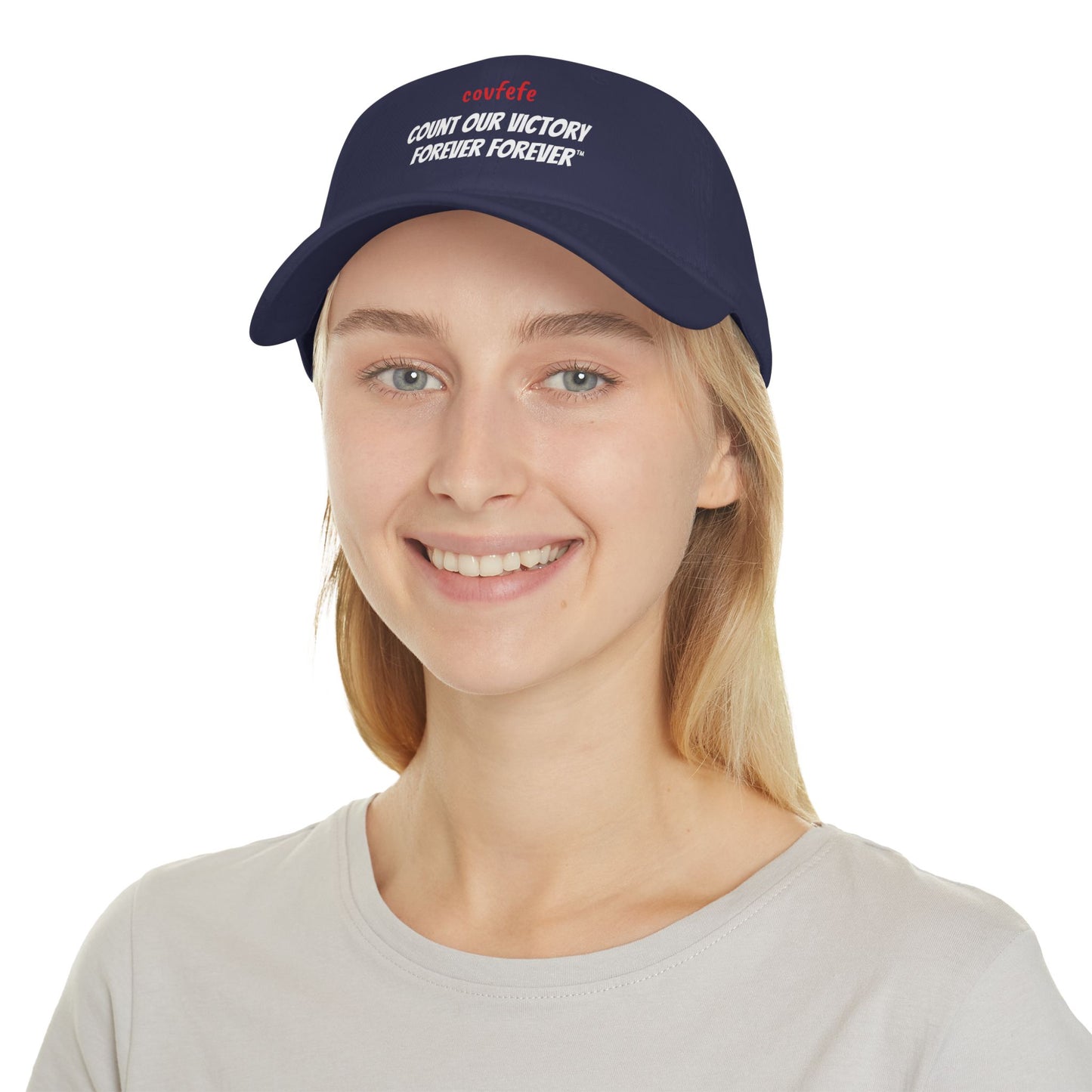 COVFEFE with meaning Low Profile Baseball Cap (Navy)