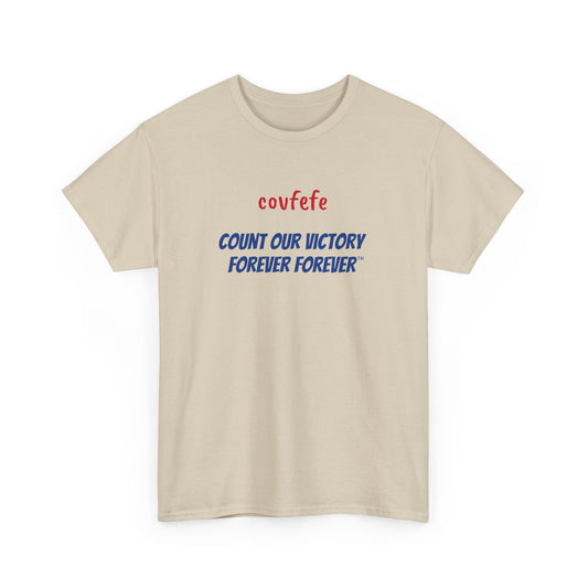 COVFEFE with ENJOY (khaki, color lettering) - Unisex Heavy Cotton Tee