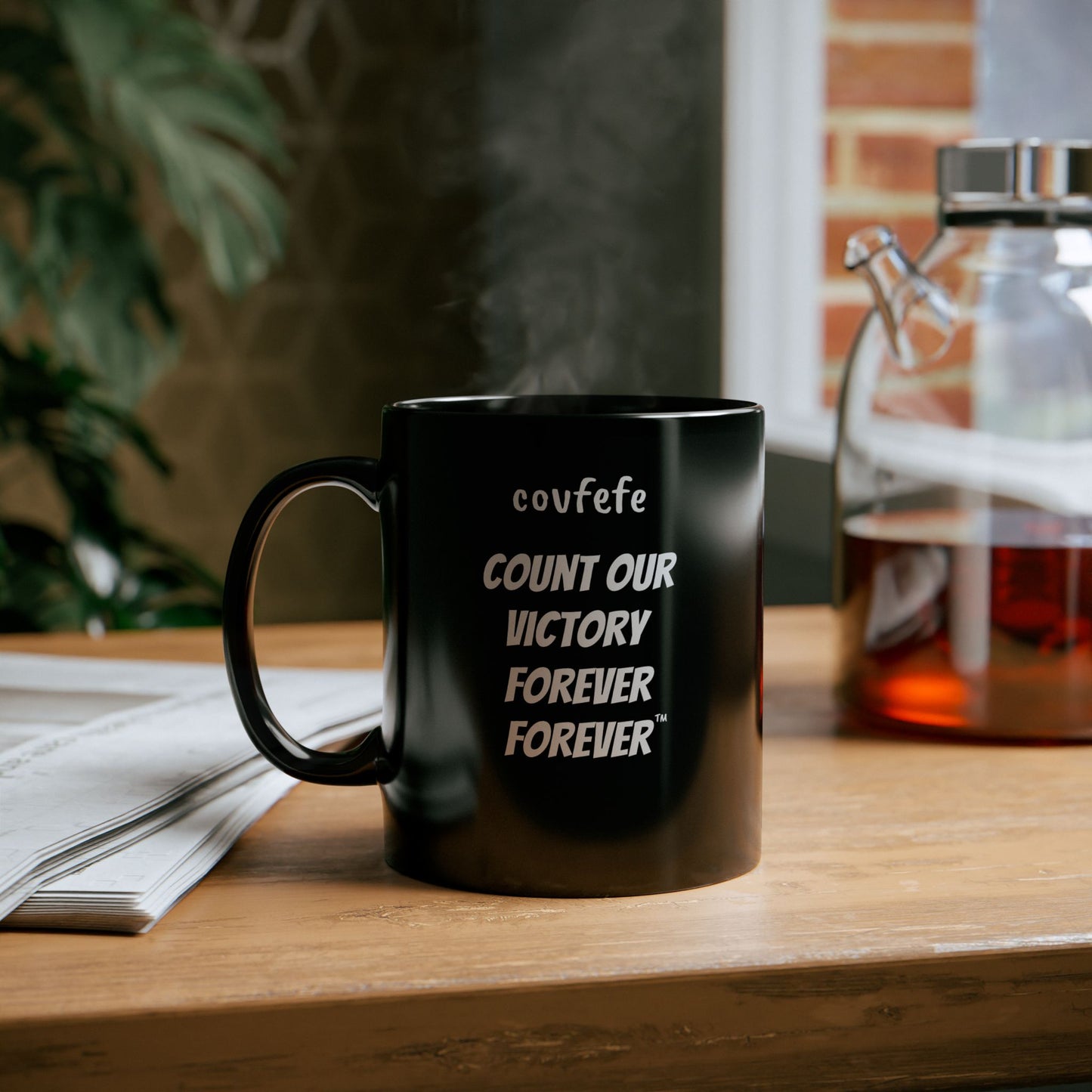 COVFEFE Black Mug (11oz) with meaning and ENJOY!