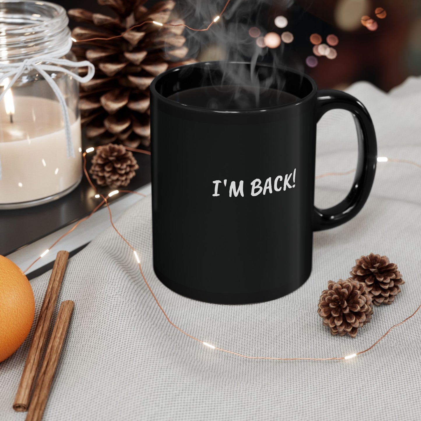 COVFEFE Black Mug (11oz) with meaning and I'M BACK!